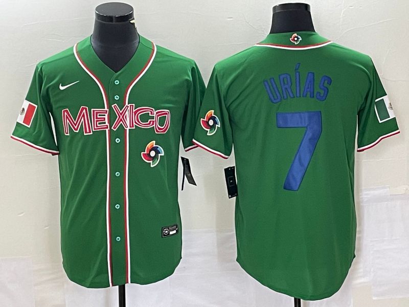 Men 2023 World Cub Mexico 7 Urias Green blue Nike MLB Jersey